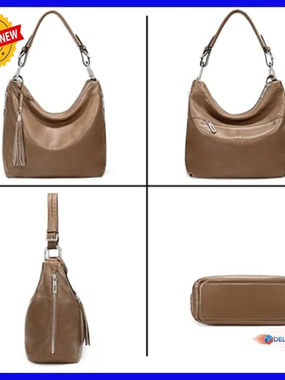 Large Genuine Leather Hobo Bag Convertible Shoulder Crossbody Purse